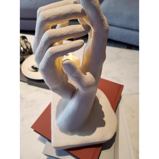 Plastic Wabi-Sabi Style Hand-Shaped Ambient Candle Lamp For Sale - Image 7 of 9