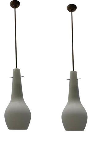 Bronze Opaline Light Pendants, 1950s, Set of 2