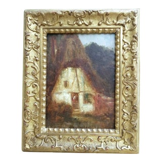 Ziem Felix - Cottage in Forest - Barbizon - Oil on Paper, Framed - Circa 1850 For Sale