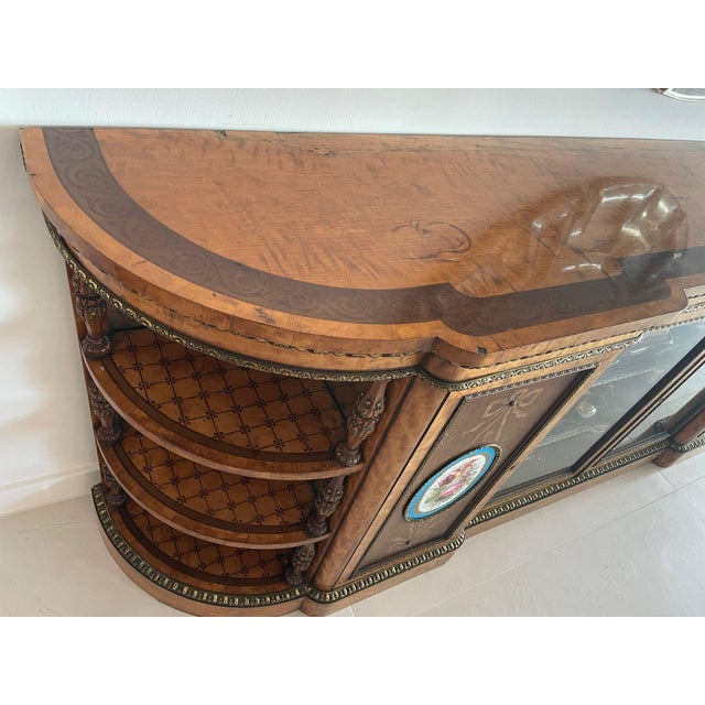 Large Antique Satinwood Inlaid and Ormolu Mounted Sideboard, 1850 For Sale - Image 10 of 12