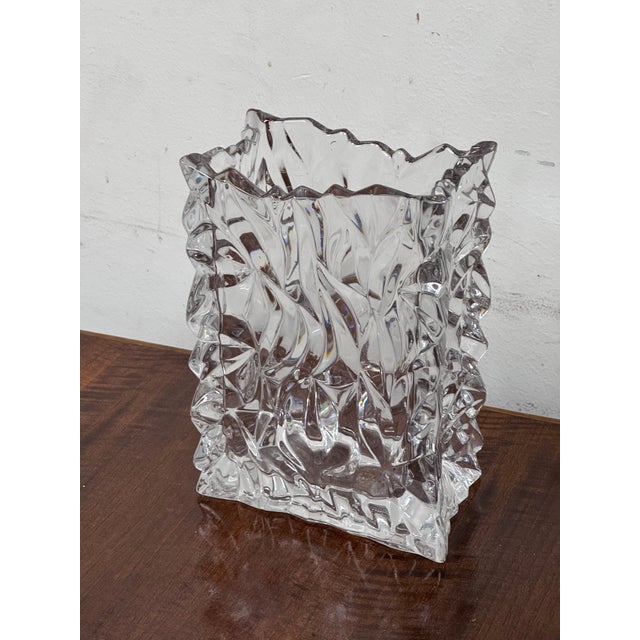 Tapio Wirkkala for Rosenthal Vintage Rosenthal Crystal Crushed Paper Bag Glass Vase For Sale In San Francisco - Image 6 of 12
