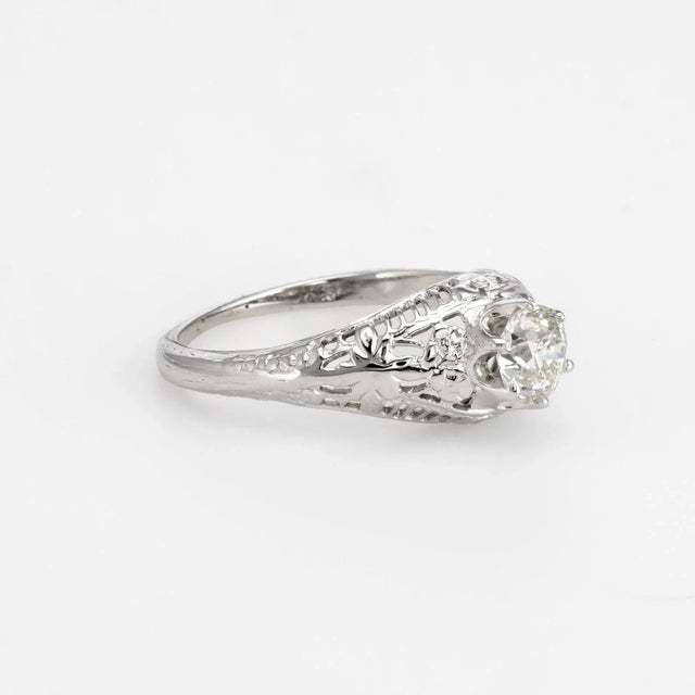 Art Deco Vintage Art Deco Diamond Engagement Ring 14k Gold Filigree Mine Cut Jewellery size 4.75 For Sale - Image 3 of 7