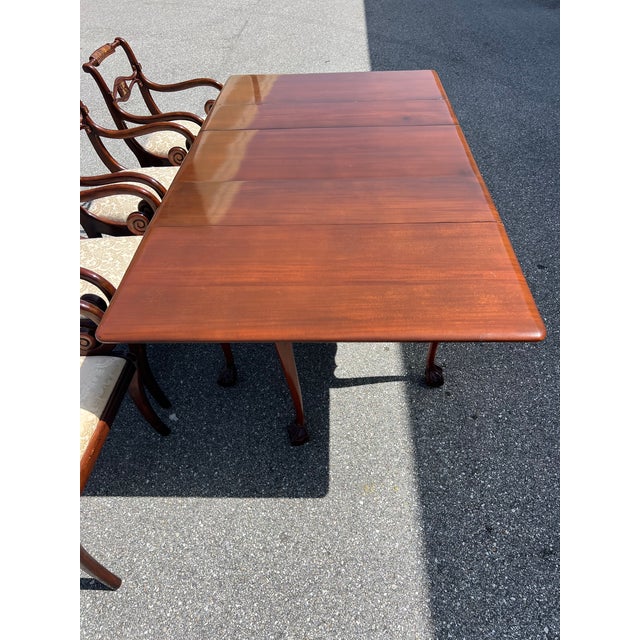 1920s Theodore Alexander English Regency Style Dining Table and Armchair Set For Sale - Image 5 of 12