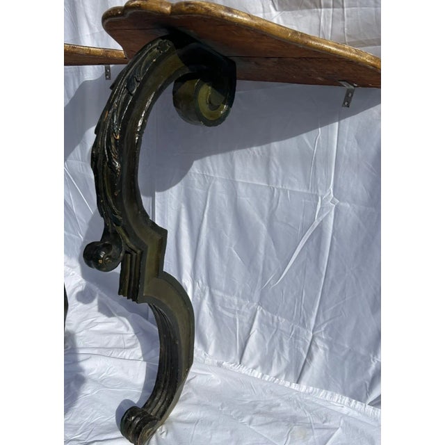 Pair Italian Carved & Painted Consoles For Sale - Image 4 of 12