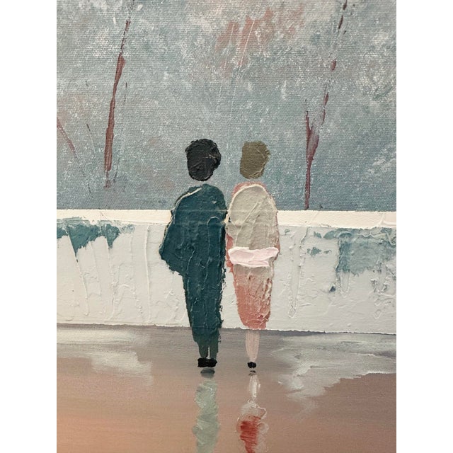 Light Pink 1980's Cityscape Oil on Canvas Painting by Eve Lynn For Sale - Image 8 of 12