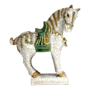 Mid Century Chinese Ceramic War Horse