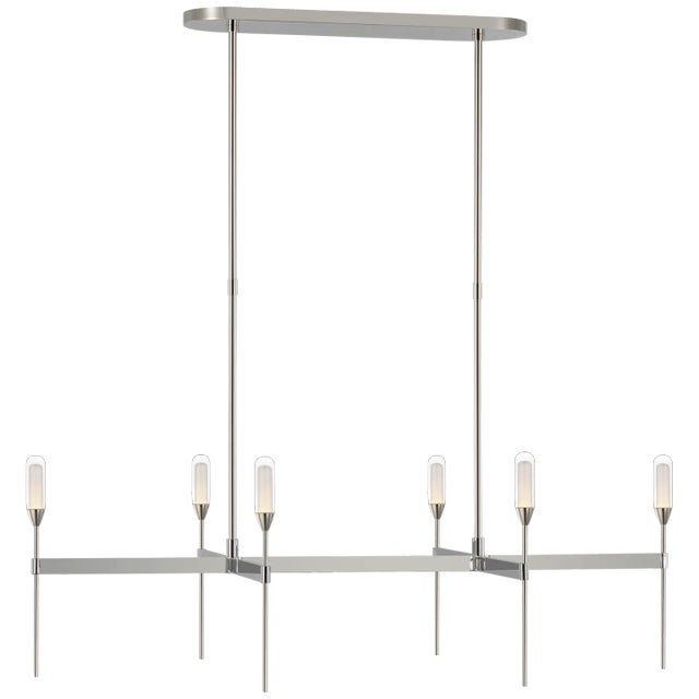 Overture Medium Uplight Linear Chandelier in Polished Nickel with Clear Glass Designer: Peter Bristol Fixture Height:...