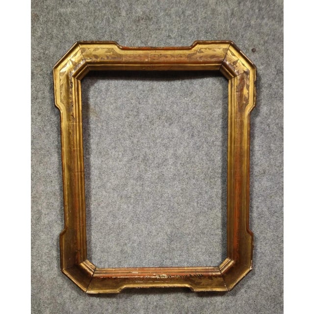 Wood Antique Gilt Frame with Engraved Floral Decoration, 1800s For Sale - Image 7 of 7