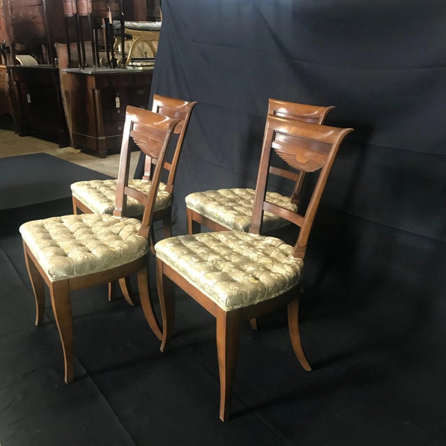 French Walnut Dining Chairs With Fan Backs -Set of 4 For Sale In Portland, ME - Image 6 of 12