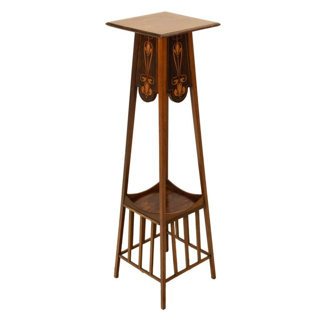 Antique Art Nouveau Inlaid Mahogany Leonard Wyburd Liberty & Co Plant Stand 1905 For Sale - Image 14 of 17