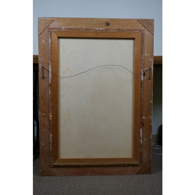 Farmhouse William Henry Harlock Cottage Farmhouse River Landscape Oil Painting 43" For Sale - Image 3 of 11