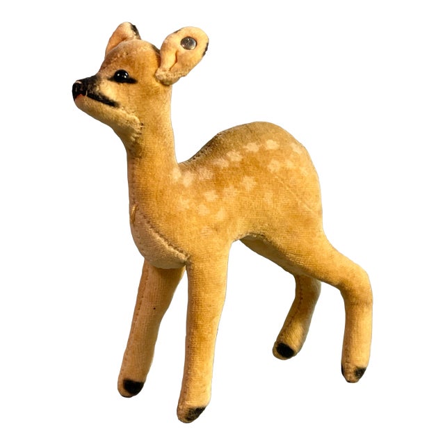 Mid 20th Century Steiff Wool Fawn Plush Toy Deer, Made in Germany For Sale