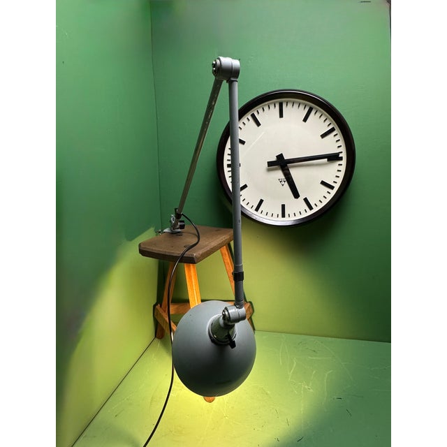 1950s clampable industrial task lamp designed by renowned german designer curt fischer for midgard . in amazing working...