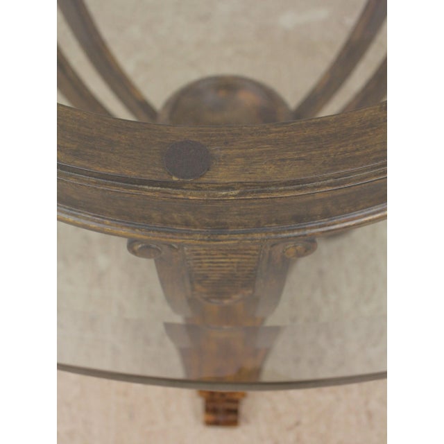 1990s Round Neoclassical Glass Top Lamp Table For Sale - Image 5 of 12