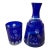 Vintage Bohemian Cobalt Blue Cut-to-Clear Glass Bedside Water Carafe and Tumbler Set For Sale