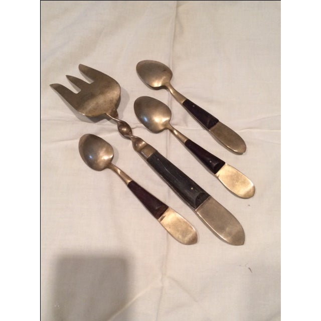 Antique Siam Brass Serving Fork & Three Spoons Chairish