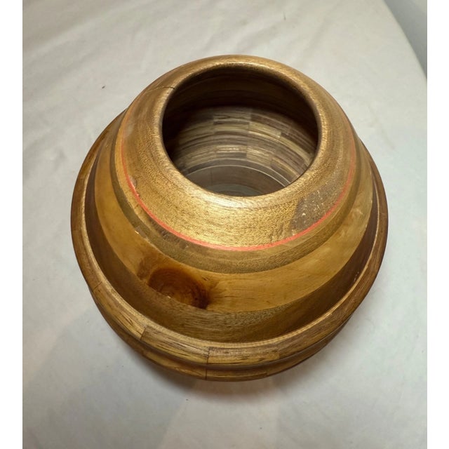 Unusual Vintage Handmade Modernist Turned Natural Wood Artisan Vase Sculpture For Sale - Image 10 of 11