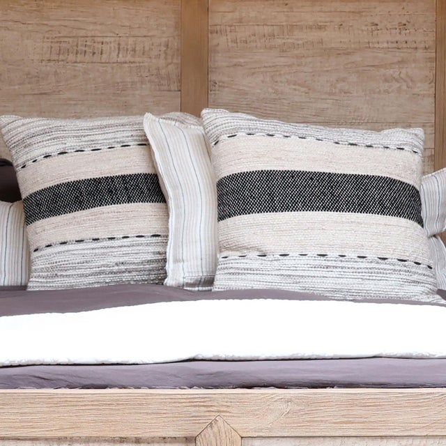 Contemporary Hannah Modern Woven Stripe Pillow For Sale - Image 3 of 3