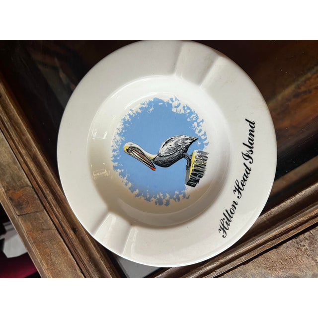 1970s 1970s Small Ceramic Hilton Head Ashtray With a Pelican Design For Sale - Image 5 of 6
