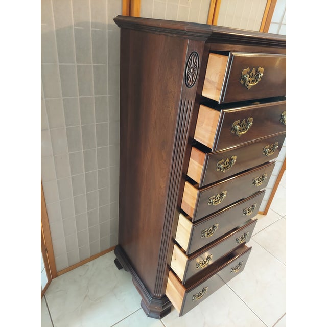 Wood Vintage Ethan Allen Georgian Court Collection Solid Cherry Lingerie Chest. For Sale - Image 7 of 13