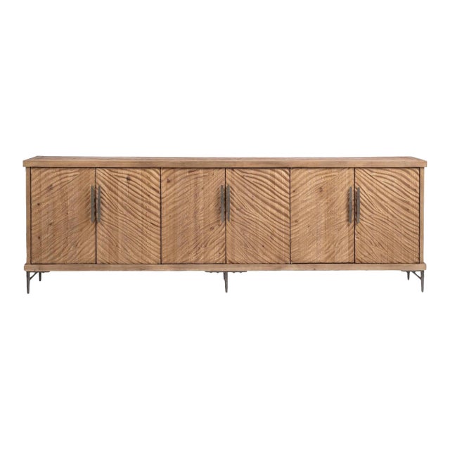 Riverbed Carved Six-Door Credenza For Sale