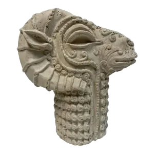 Cast Stone Ram's Bust or Head Sculpture