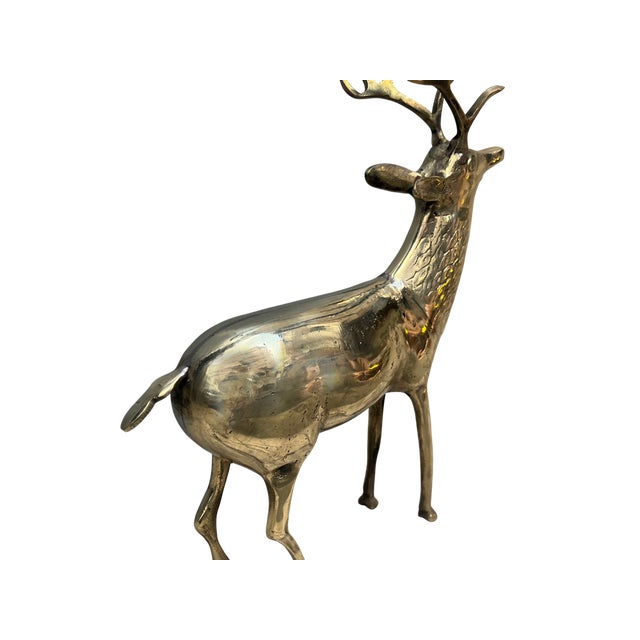 Gold Vintage Brass Deer Figurine For Sale - Image 8 of 14