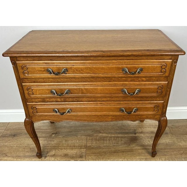 Vintage French Louis Oak Chest of 3 Drawers For Sale - Image 12 of 12