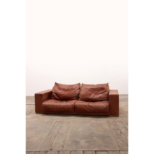 Vintage Budapest Sofa in Cognac Color by Paola Navone for Baxter, 1990s For Sale - Image 3 of 17