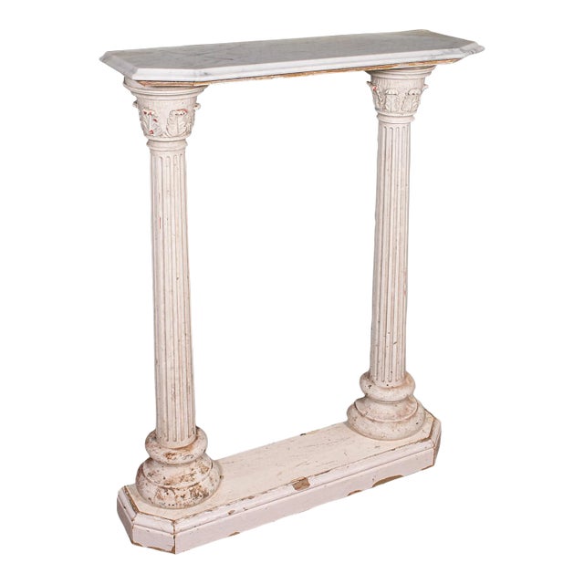 Antique Corinthian Console Table, English Pine, Marble, Hallway Stand, Victorian For Sale