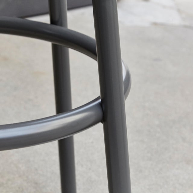 Leather and Lacquered Metal Grasso Stool in Brown by Stephen Burks For Sale - Image 10 of 14