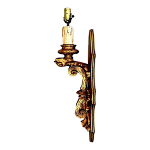 1940s Rococo Hollywood Regency Style Parcel Gilded Single Candle Wall Sconce