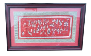 Antique Embroidery Forbidden Stitches Panel Depicting 100 Children