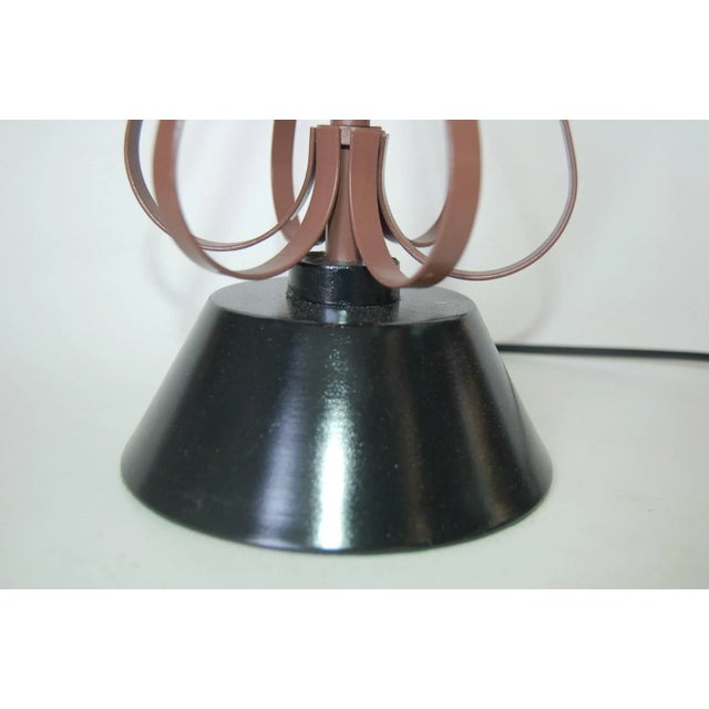 Mid Century Scalloped Steel and Brass Table Lamp For Sale In Los Angeles - Image 6 of 7