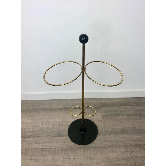 1970s Metal & Brass Red Cone Umbrella Stand from Vitra, Italy, 1970s For Sale - Image 5 of 11