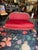 French Antique Louis XVI Style Settee 19th Century Custom Plush Red Velvet For Sale - Image 4 of 12