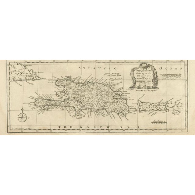 Antique Map of Cuba with Caribbean Sea Chart by Bowen, 1744 For Sale - Image 6 of 10