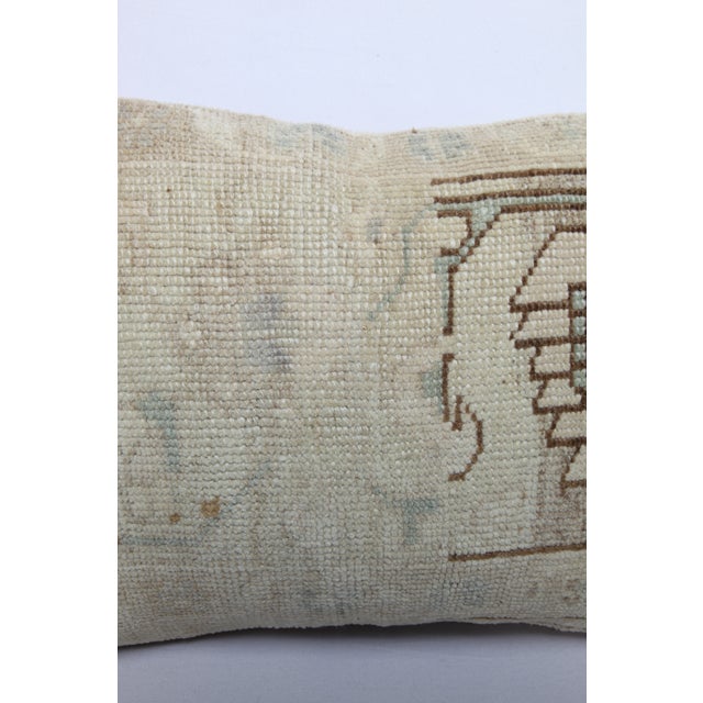 Beige Tribal Wool Rug Pillow Cover - Vintage Rug Bedding Cushion 14'' X 20'' For Sale - Image 8 of 10
