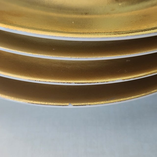 1990s Set of 4 Canape Plates Carat All Gold by Philippe Deshoulieres Limoges France Porcelain Dinnerware For Sale - Image 9 of 12