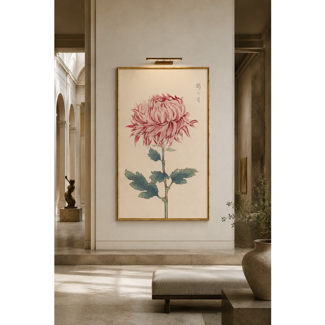 Pink Pink Mum, Vintage Japanese Botanical Art Print, 12" X 18" For Sale - Image 8 of 9