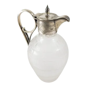 19th Century American Silverplate and Faux Bois Glass Syrup Pitcher