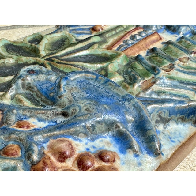Blue Ceramic Relief Wall Panel by Marianne Starck for Michael Andersen, Denmark, 1960s For Sale - Image 8 of 13