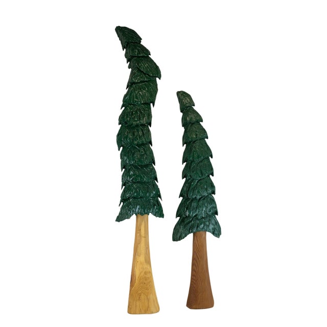 2010s Handmade 48" & 36" Christmas Trees - A Pair For Sale - Image 5 of 5