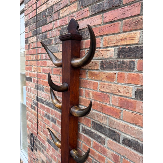 This is a very interesting 19th Century Bull Horn Hall Tree with a cavity at the bottom to hold umbrellas and canes. This...