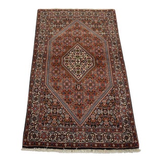 Fine Bidjar Rug 2’10” X 4’11” Red Wool Traditional Hand-Knotted Carpet For Sale