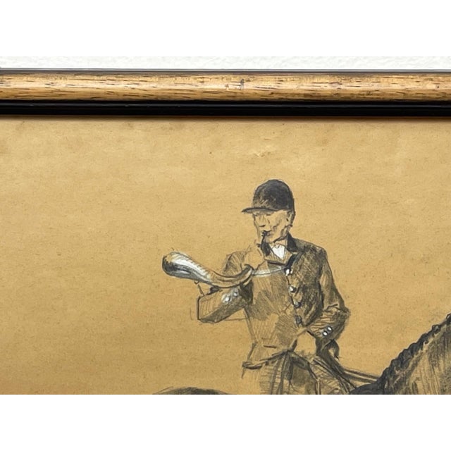 Signed Michael Lyne “American Foxhounds” Framed Drawing, c.1950 – Pencil and Chalk British Sporting Art For Sale - Image 11 of 12