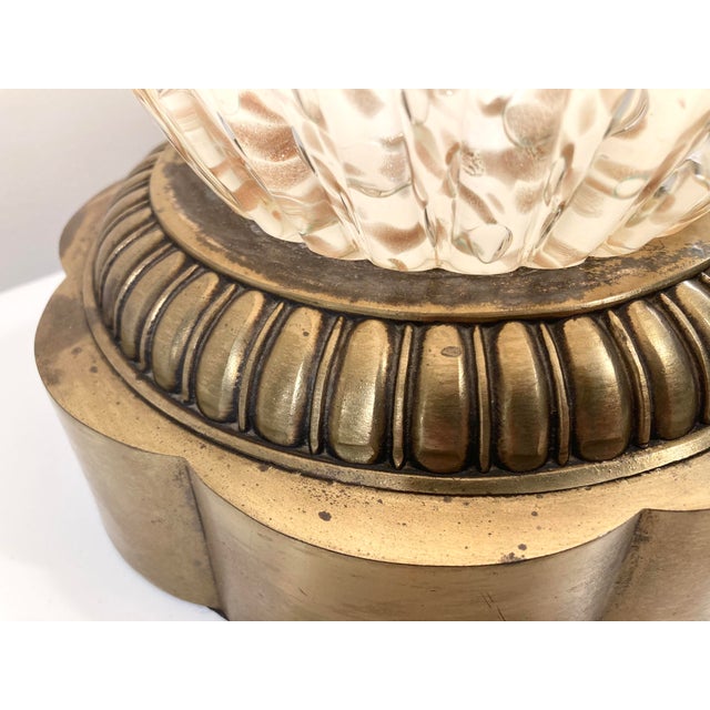 Large 1950s Murano Aventurine Fluted Glass Table Lamp For Sale In Chicago - Image 6 of 11
