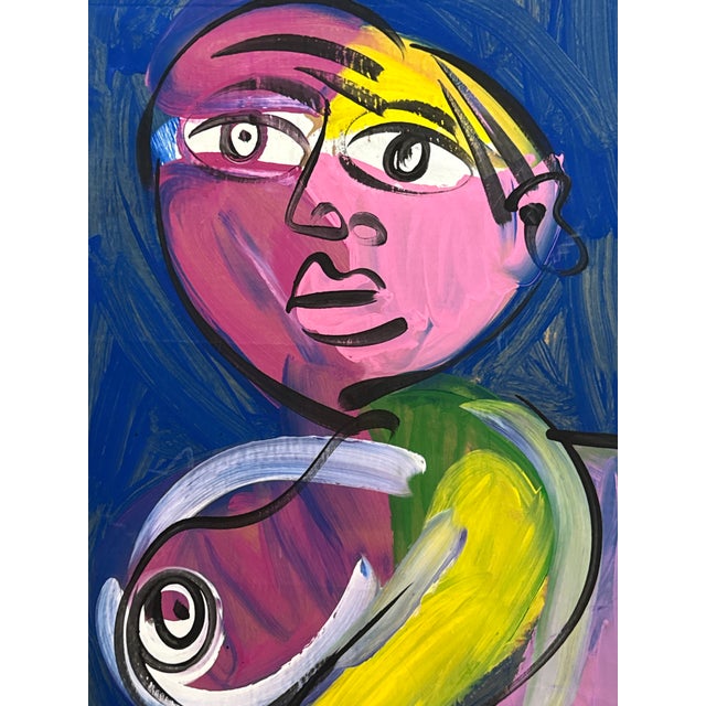 Abstract 1970s Peter Keil Colorful Abstract Female Painting For Sale - Image 3 of 5