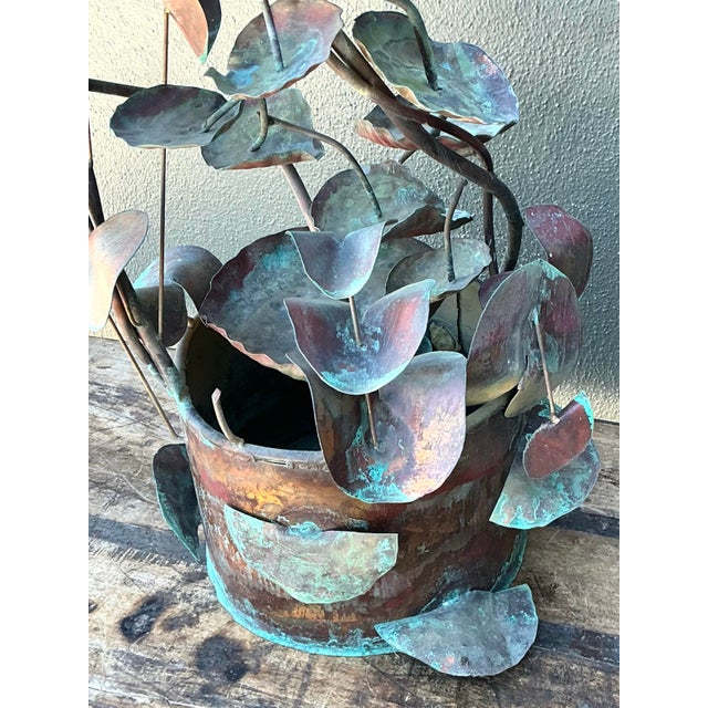 Vintage Patinated Copper Lotus Sculpture For Sale - Image 12 of 12