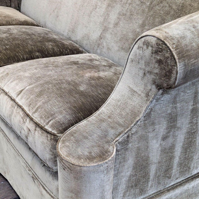 Marco 3-Seat Sofa With Rolled Arms in Brown Velvet Upholstery For Sale In San Francisco - Image 6 of 8